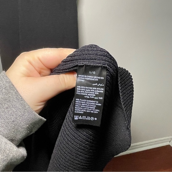 White House Black Market women Black Sleeveless Knit Midi Dress Size L Zip Neck - Picture 7 of 10